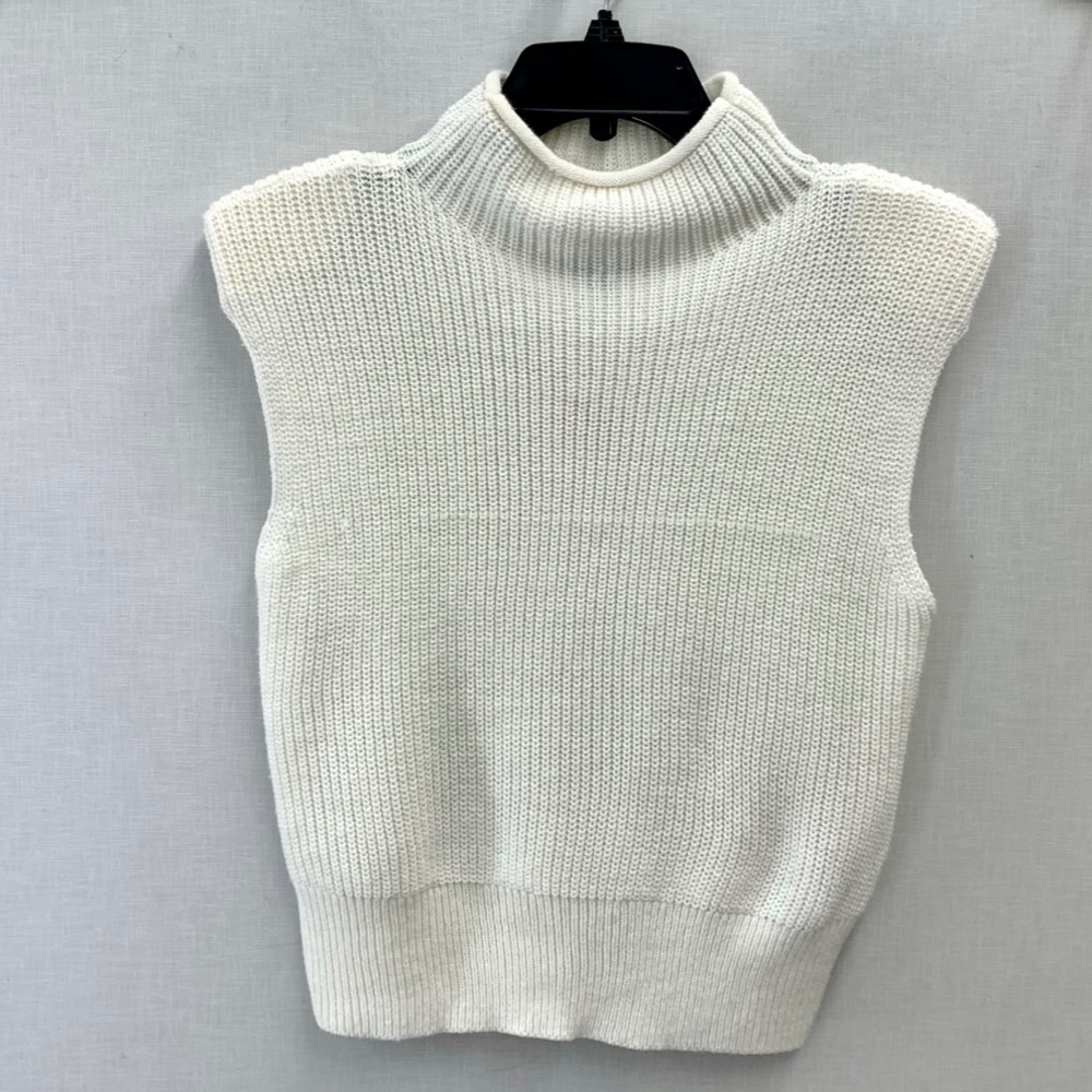 Vero Moda Sleeveless Turtleneck Shoulder Pad Top Sweater-vest Ivory Sz XS NWOT
